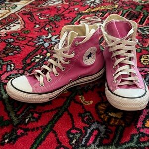 Converse Pink High-Top Canvas Sneakers with White Accents